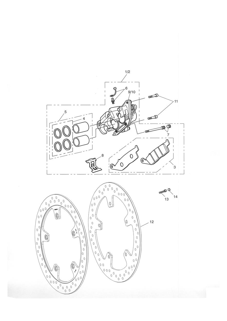 Front Brake Caliper & Discs exploded diagram