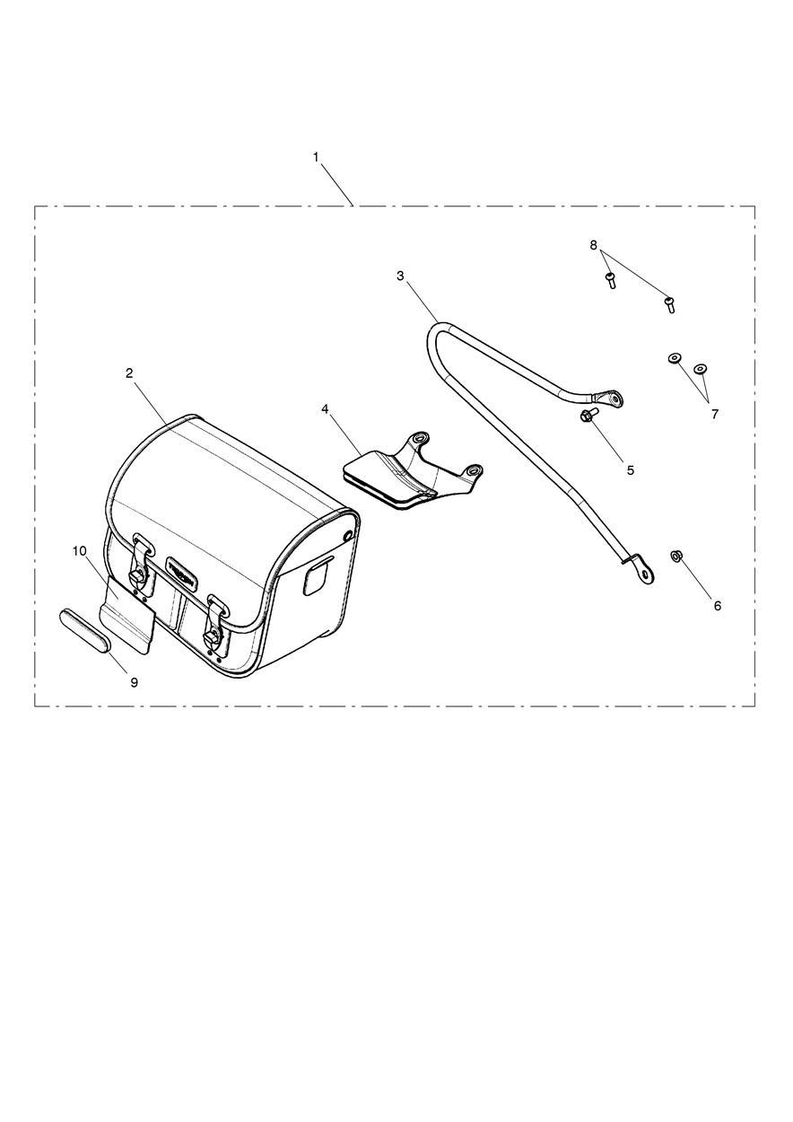 Pannier, Waxed Cotton, LHS, Olive exploded diagram