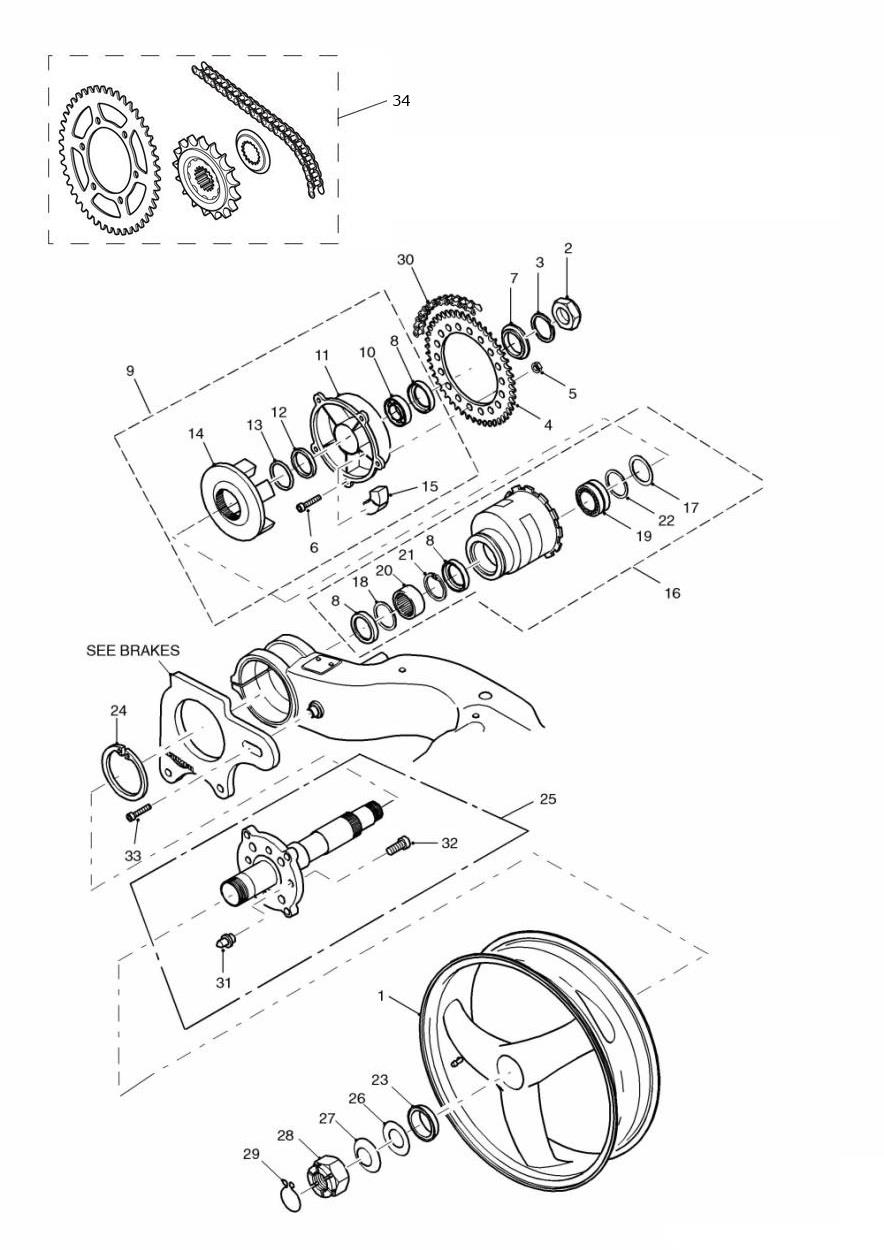 Rear Wheel/Final Drive exploded diagram