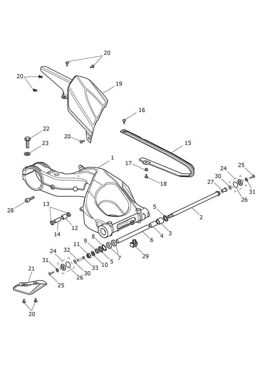 Rear Swingarm exploded diagram