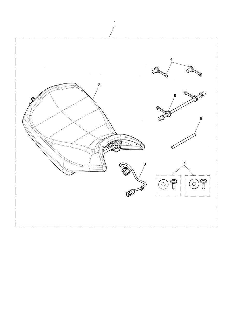 Seat, Rider, Low, Heated exploded diagram