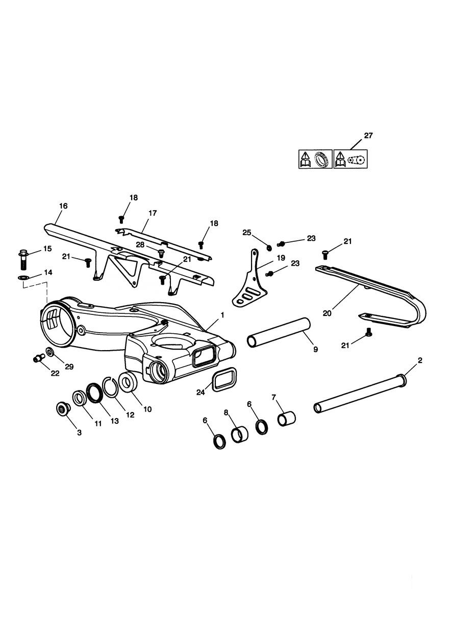 Rear Swinging Arm exploded diagram