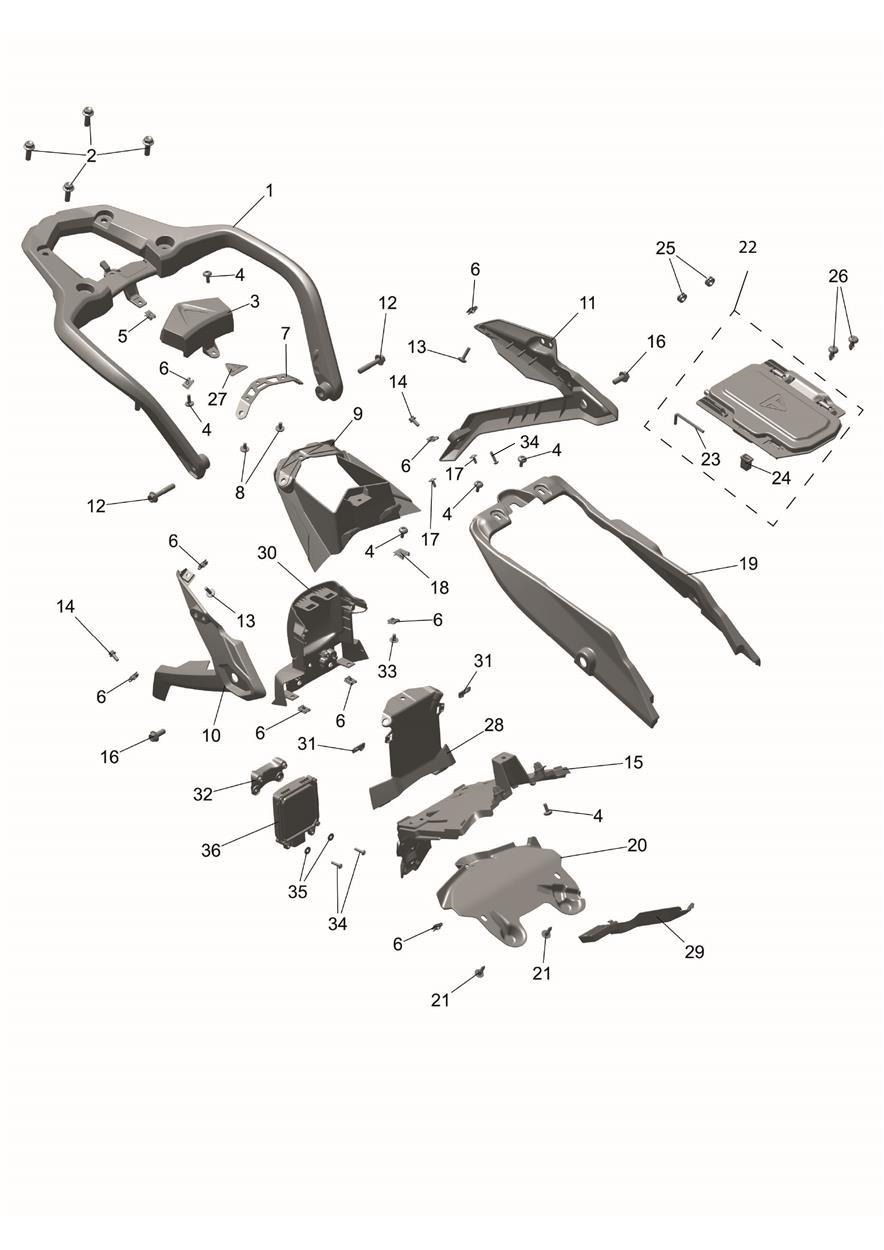 Rear Bodywork & Grabrack exploded diagram