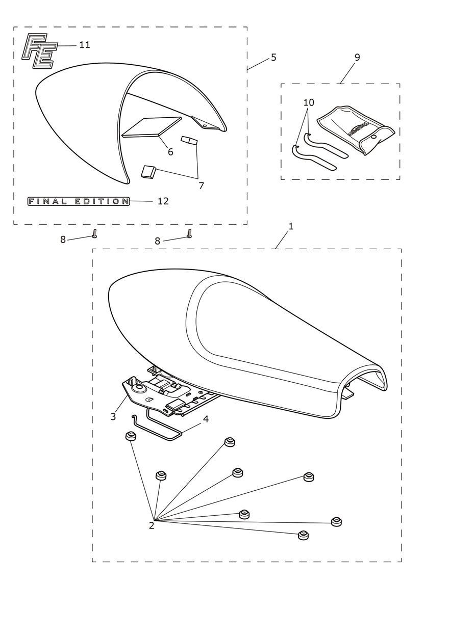 Seat Assembly & Toolkit - Comp Green/Slv Ice 'Final Edition' exploded diagram
