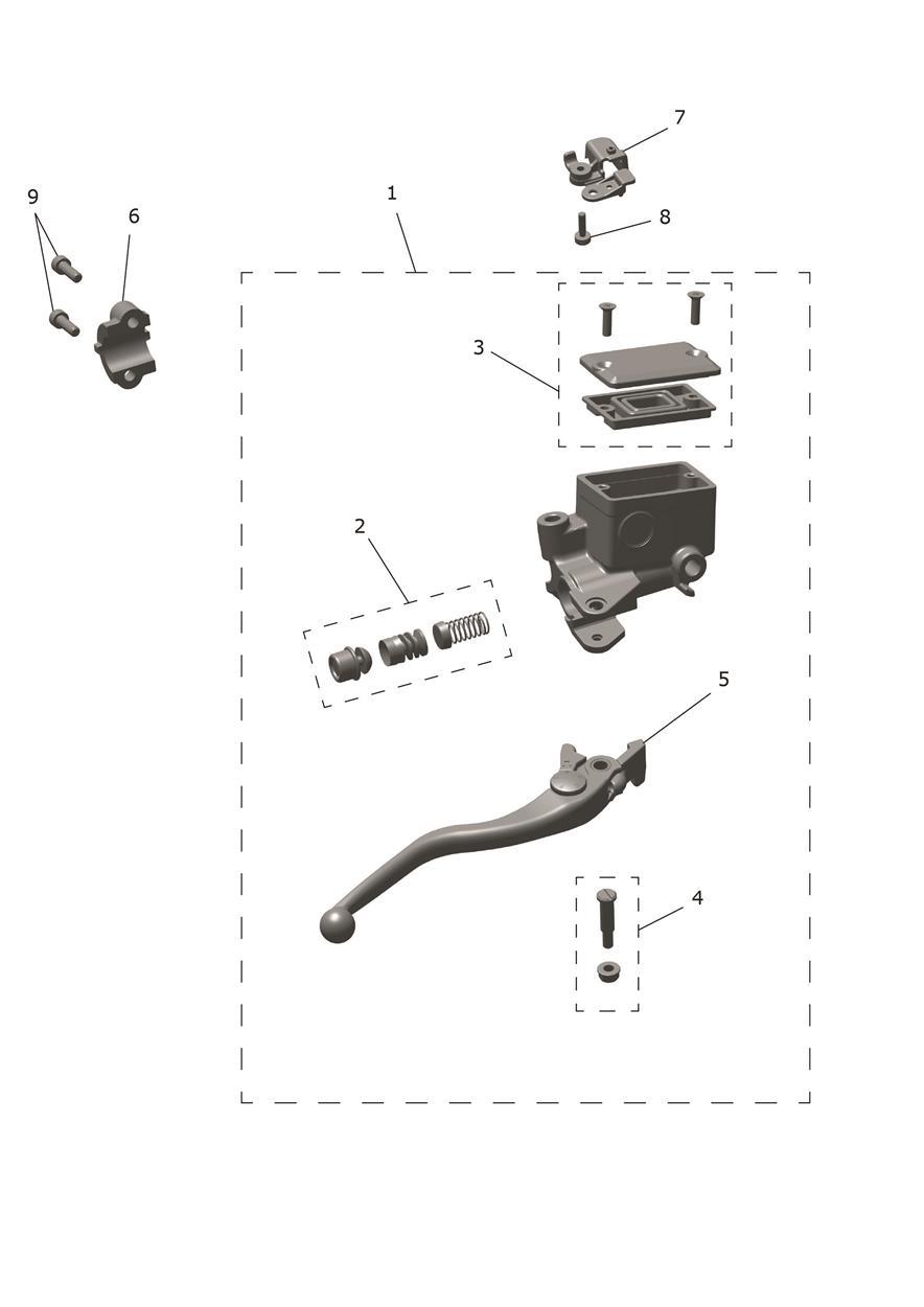 Front Brake Master Cylinder & Hoses exploded diagram