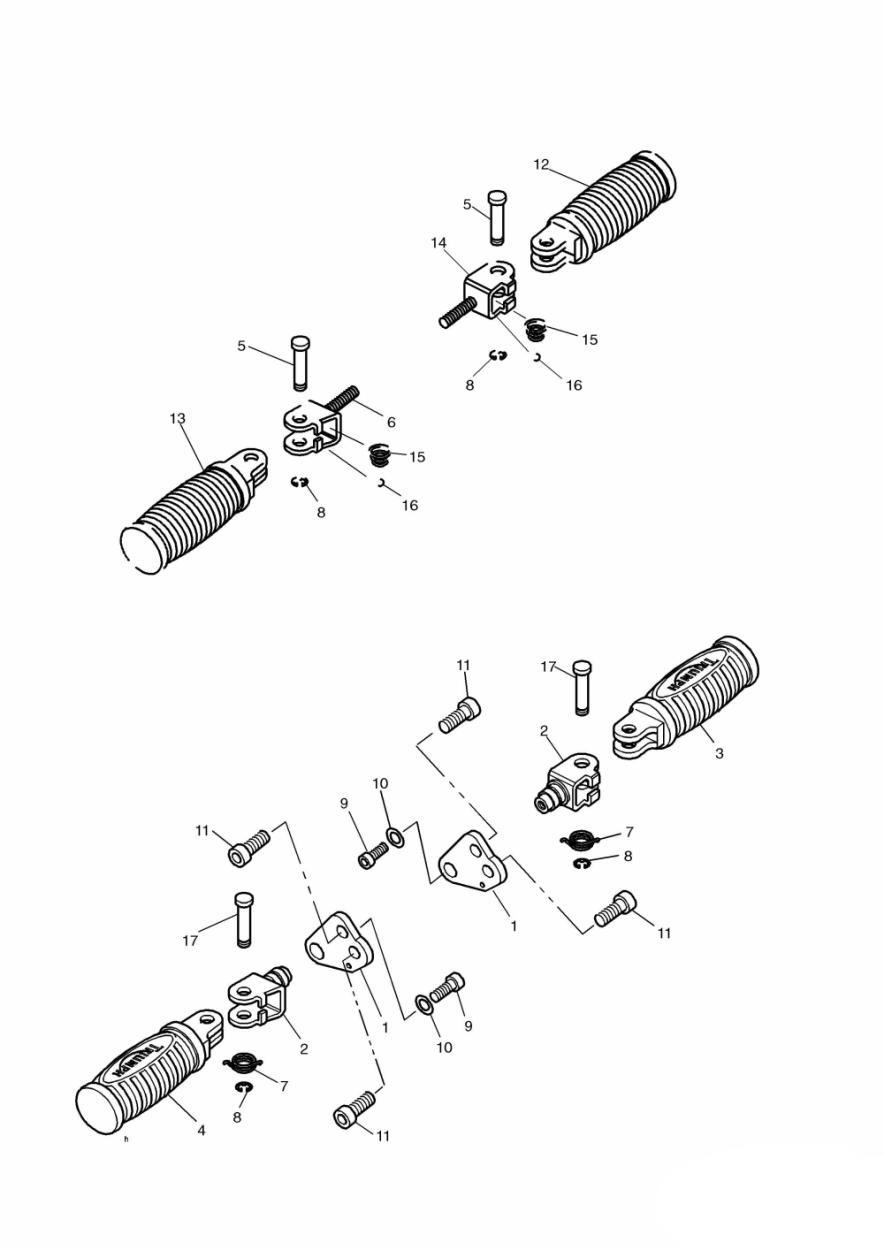 Footrests & Mountings exploded diagram