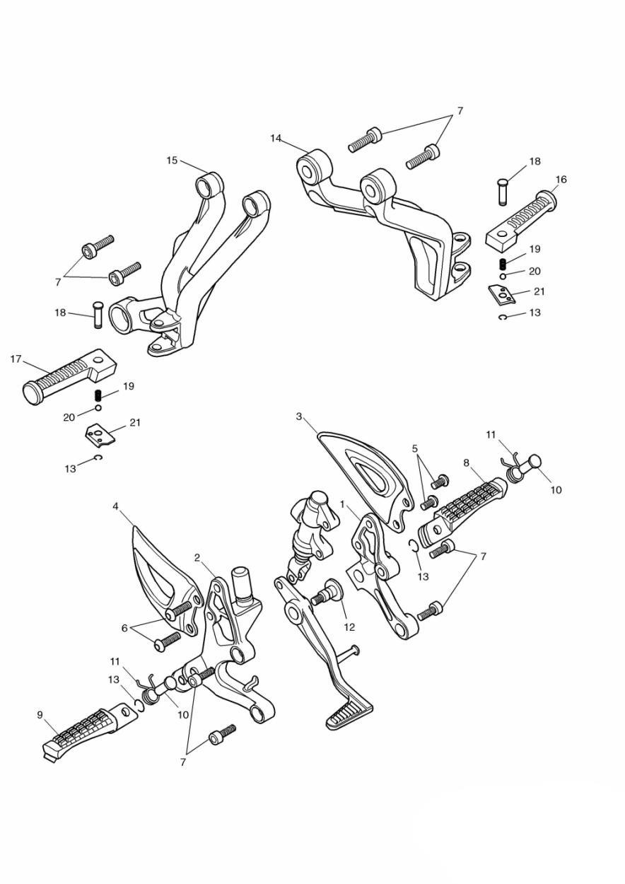 Footrests & Mountings exploded diagram