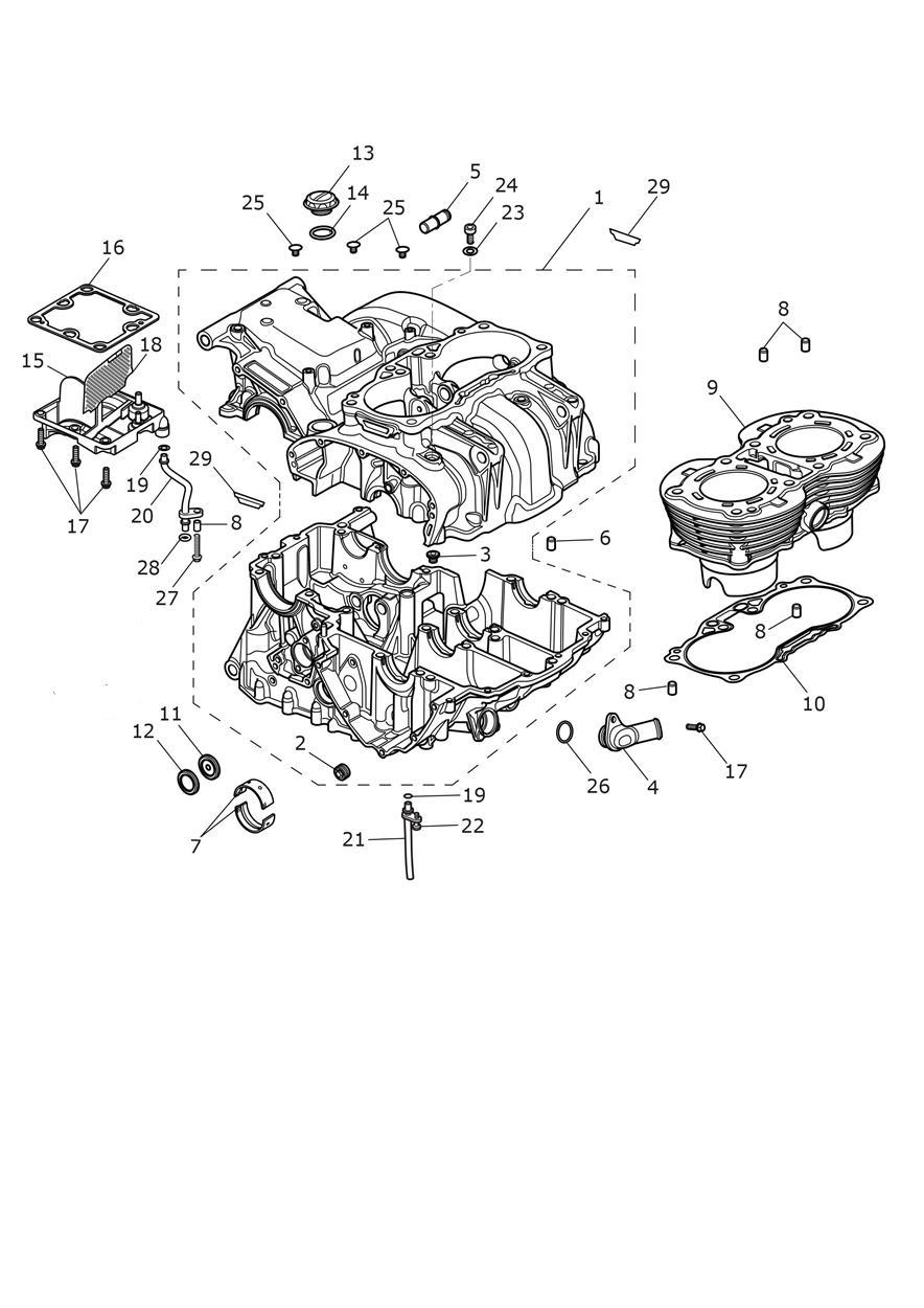 Crankcase & Fittings exploded diagram