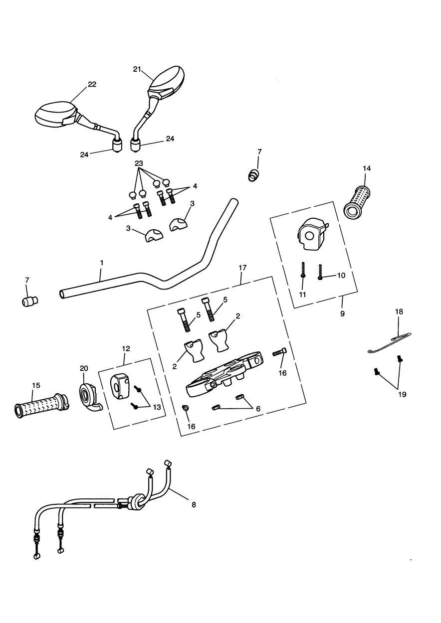 High Handlebars & Switches exploded diagram