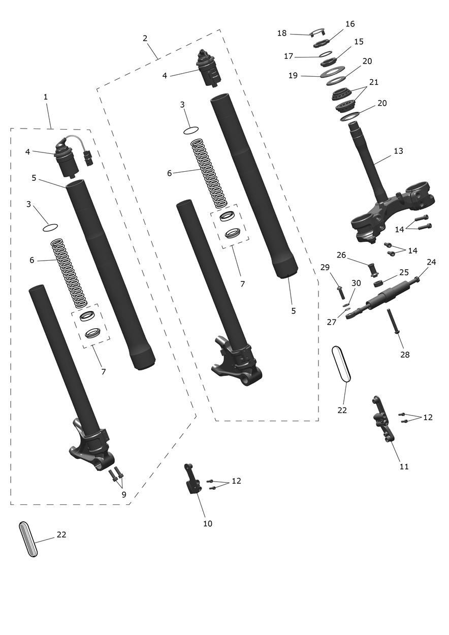 Front Forks & Lower Yoke exploded diagram