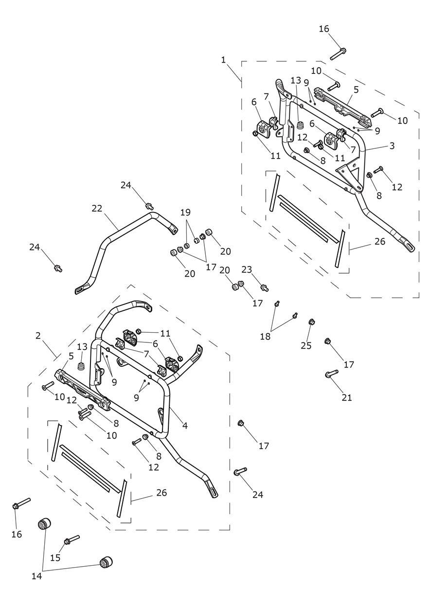 Mounting Frame, Panniers exploded diagram