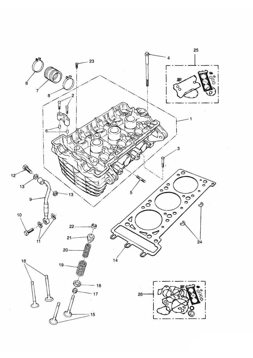 Cylinder Head and Valves exploded diagram