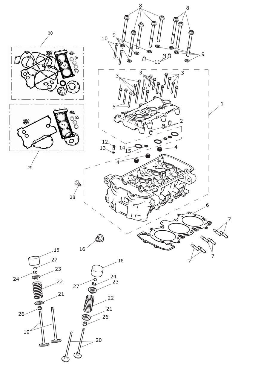 Cylinder Head & Valves exploded diagram