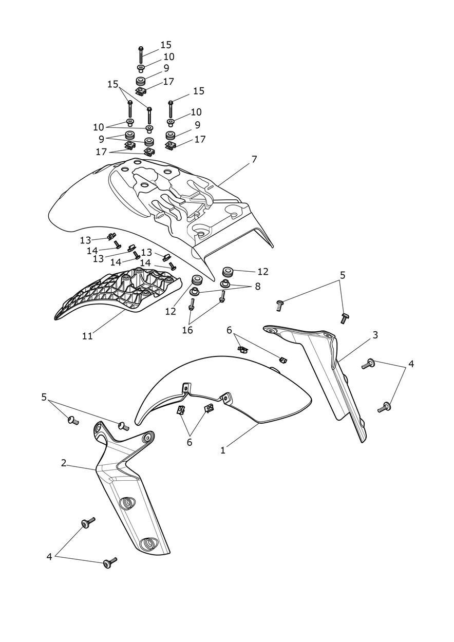 Mudguards exploded diagram