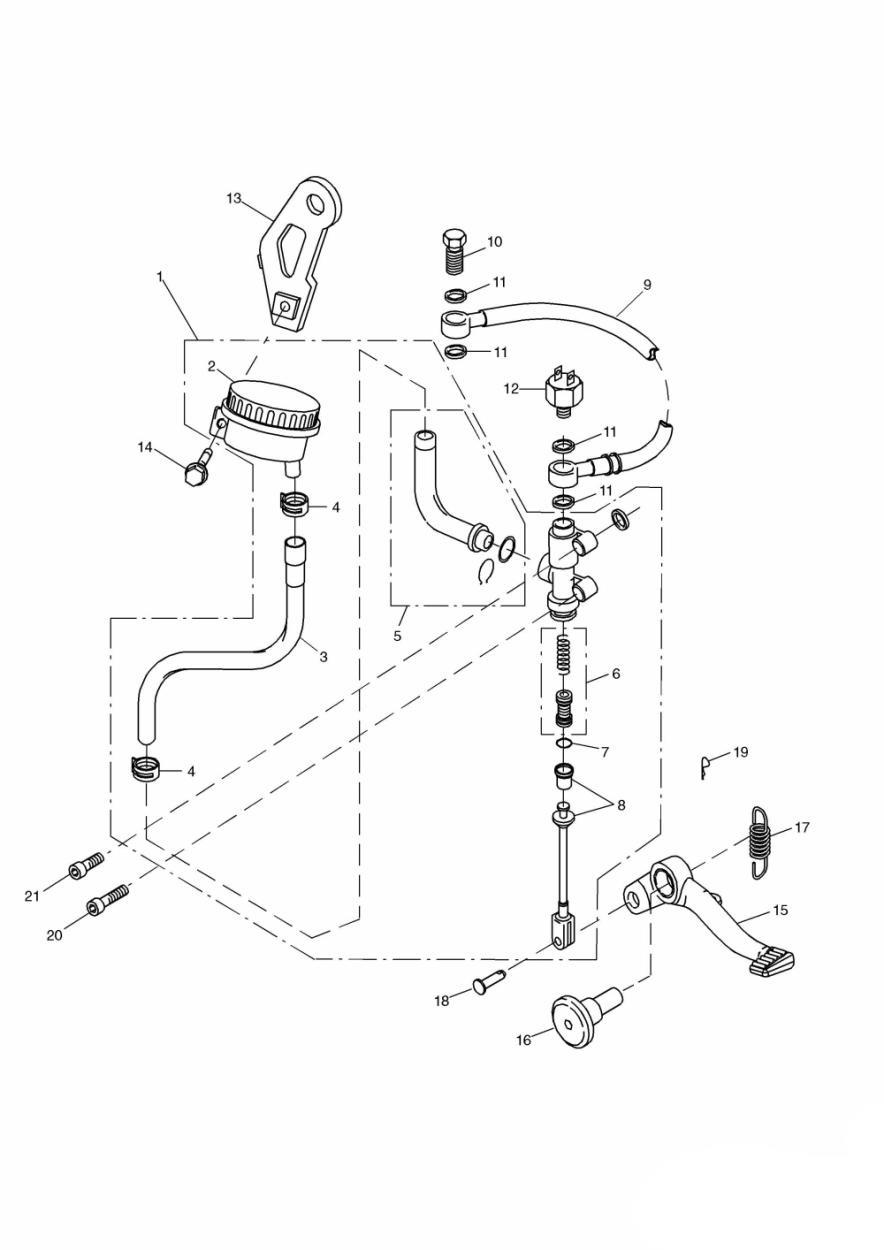 Rear Brake Master Cylinder exploded diagram