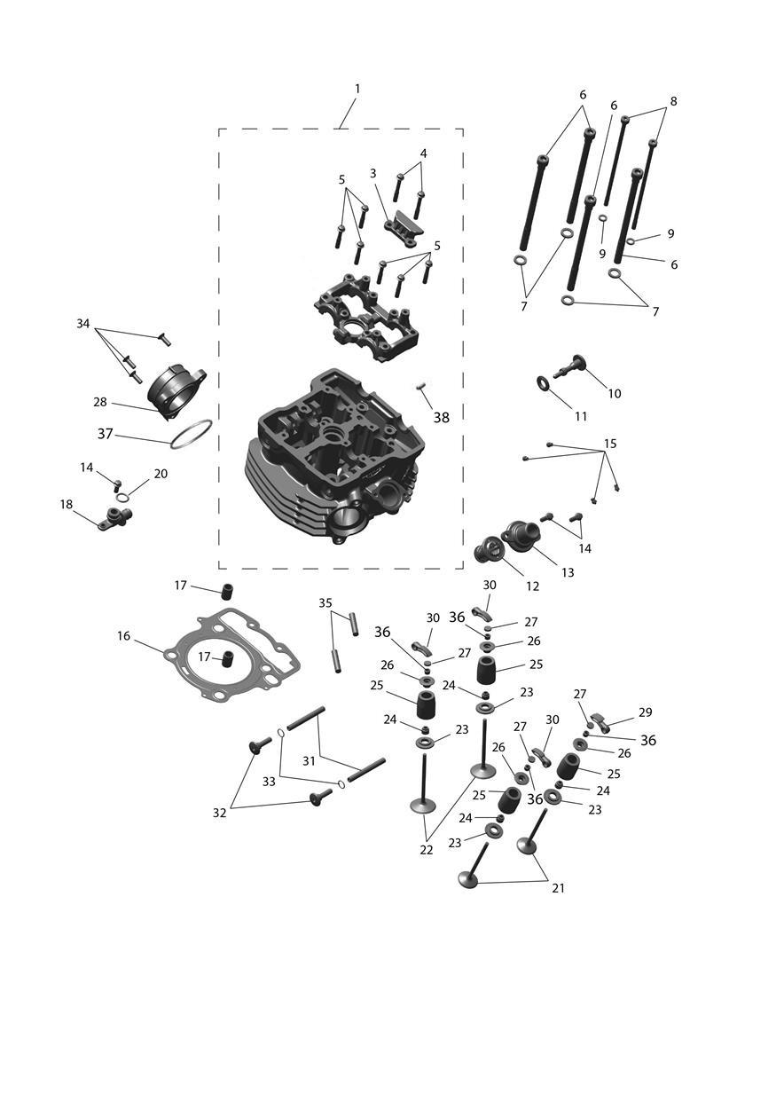 Cylinder Head & Valve Drive exploded diagram