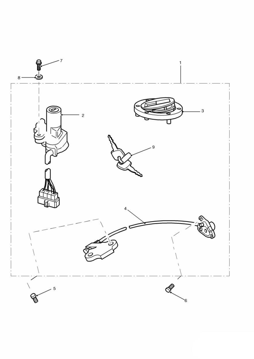 Ignition Switch/Seat Lock exploded diagram