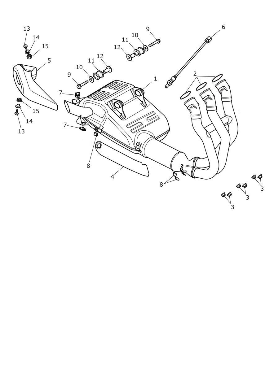Exhaust System - Triple Tribute Only exploded diagram