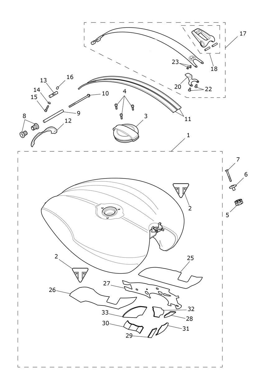 Fuel Tank - Chrome/Diablo Red exploded diagram