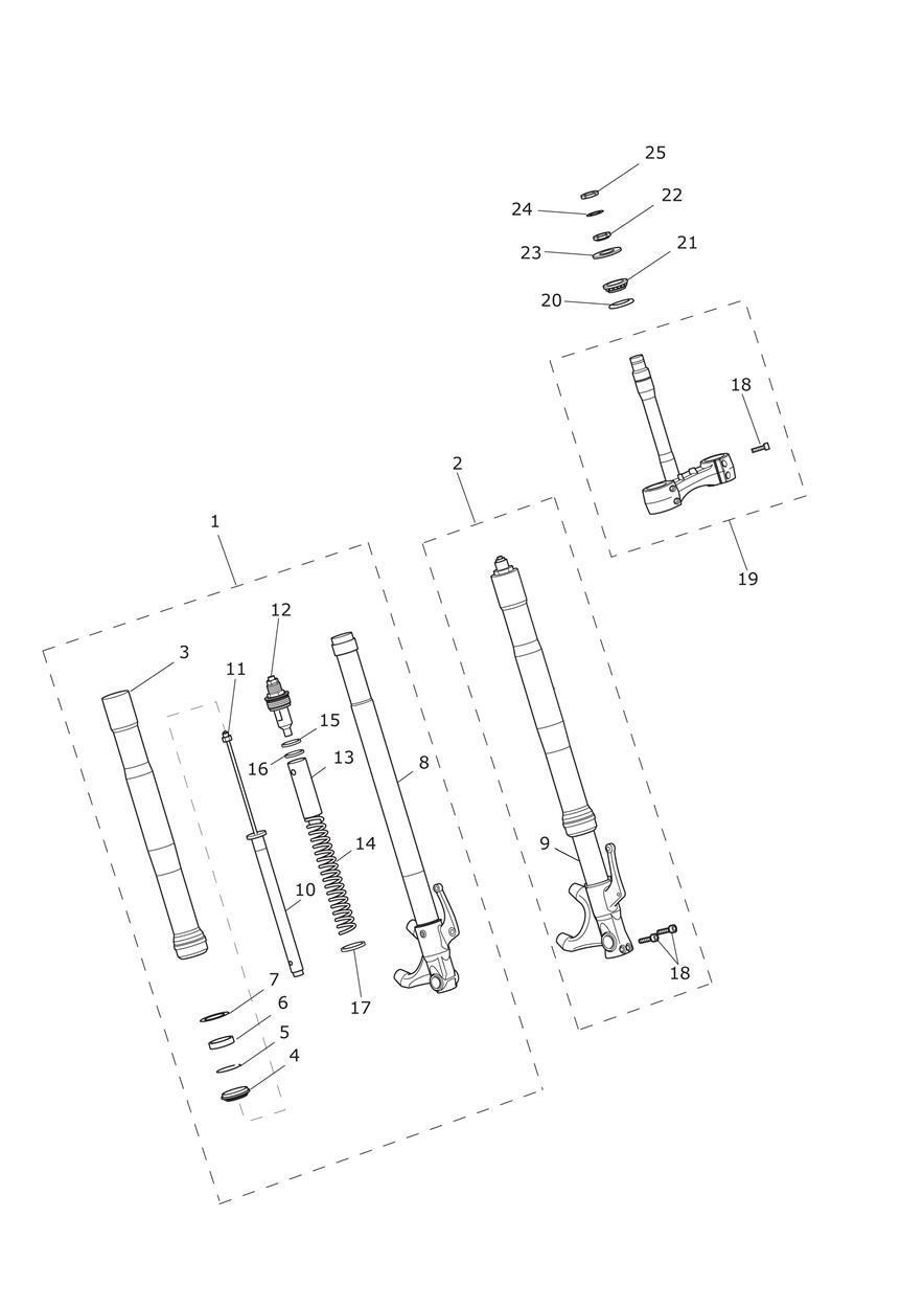 Front Forks & Yokes exploded diagram