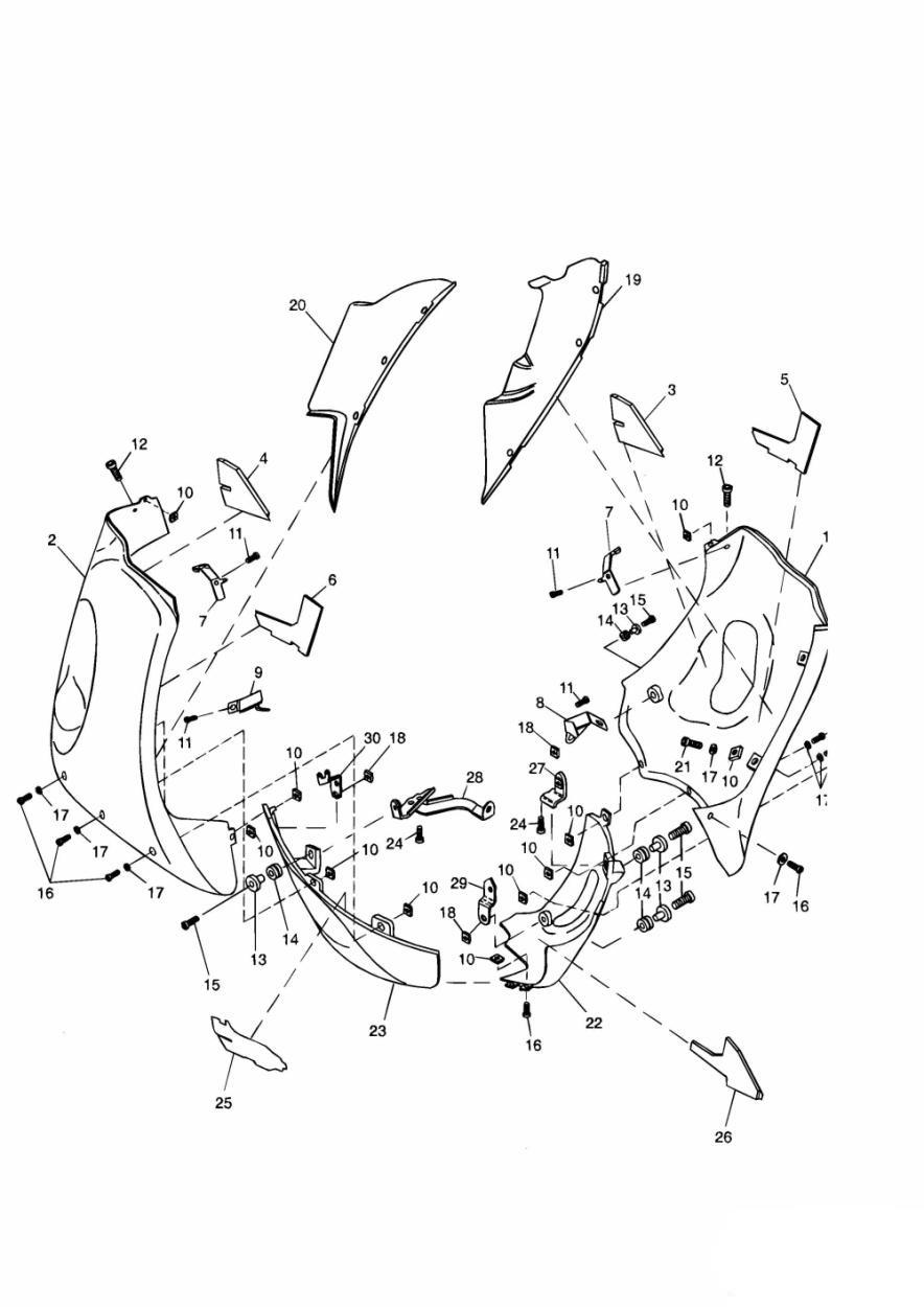Bodywork - Lower Fairings exploded diagram
