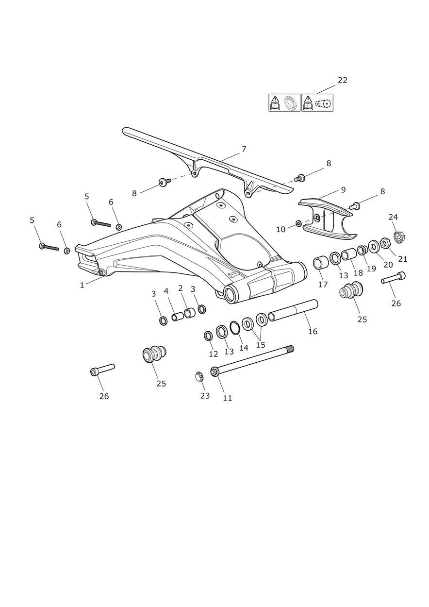 Rear Swingarm exploded diagram