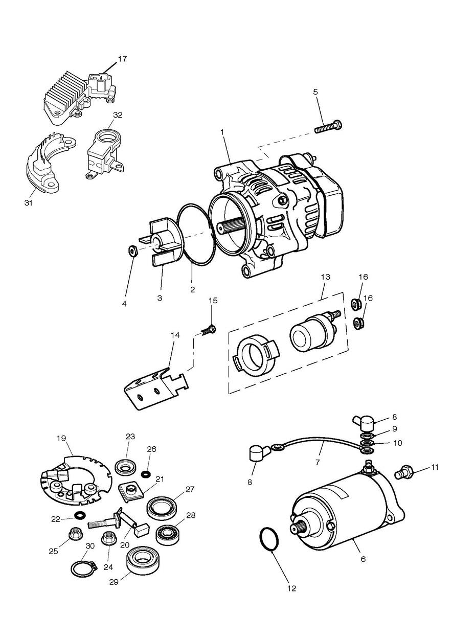 Alternator/Starter exploded diagram