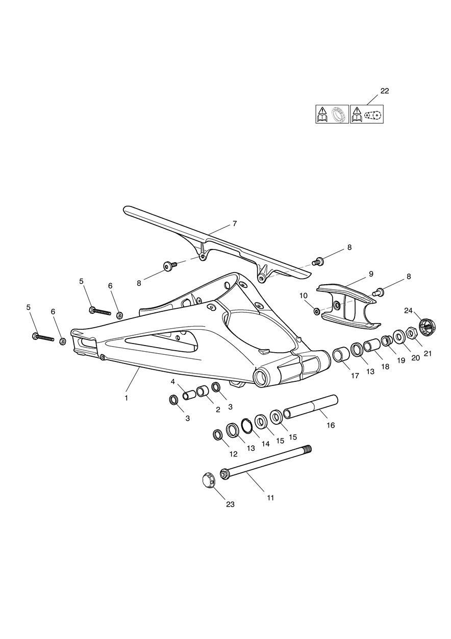 Rear Swingarm exploded diagram