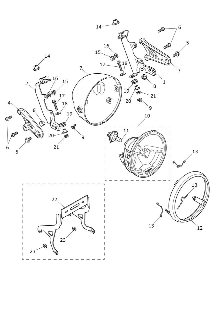 Headlights exploded diagram