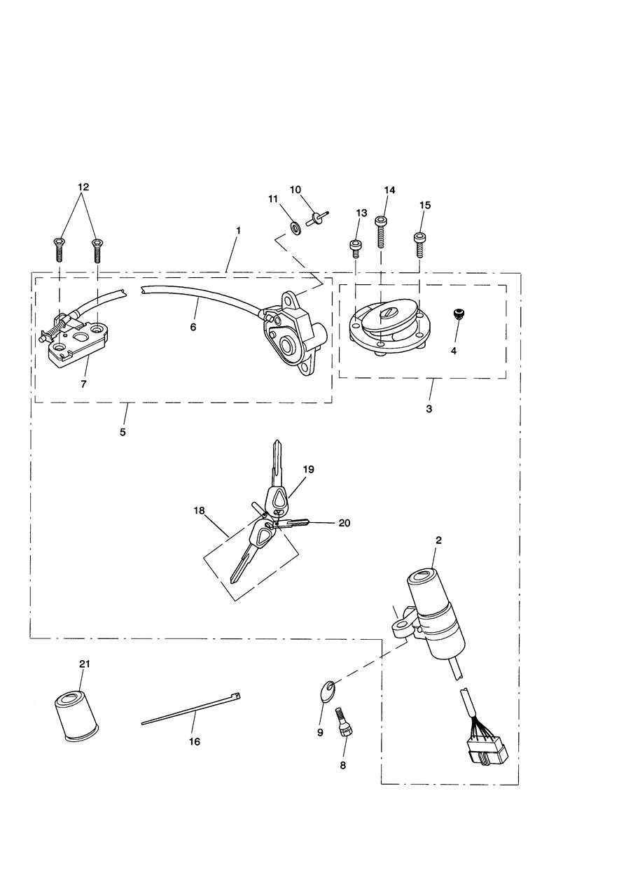 Ign Switch/Lock Set ROW: & US, CA, TW: & exploded diagram