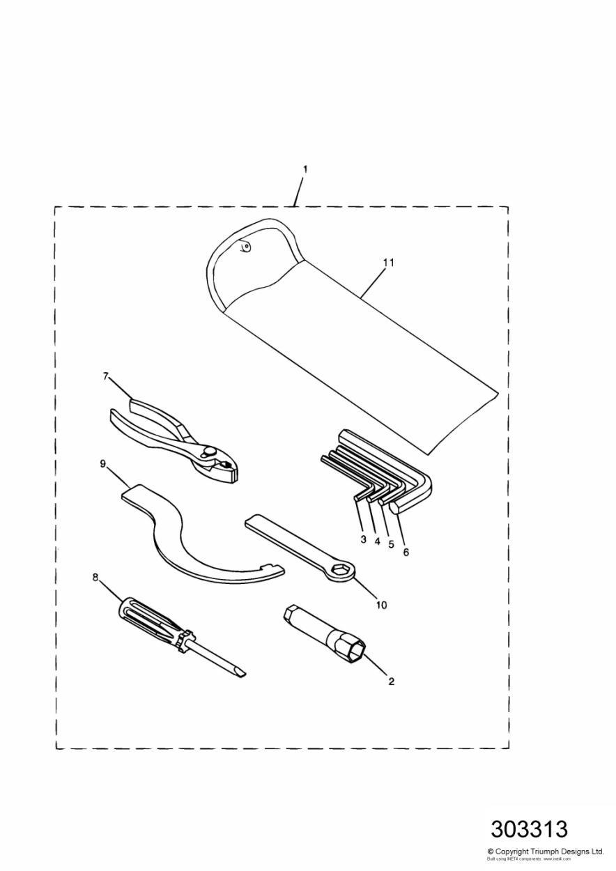 Tool Kit Single sided swingarm exploded diagram