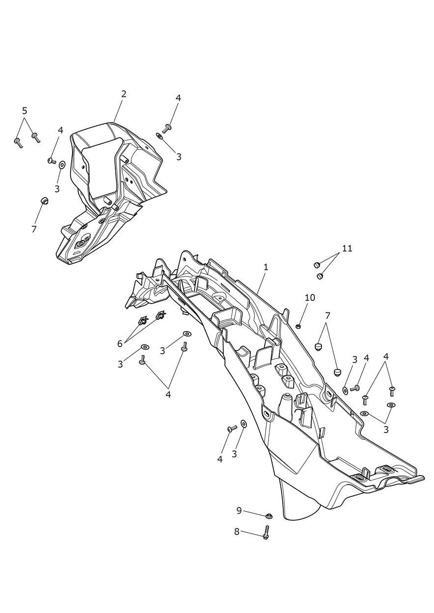 Rear Mudguard & Battery Box exploded diagram