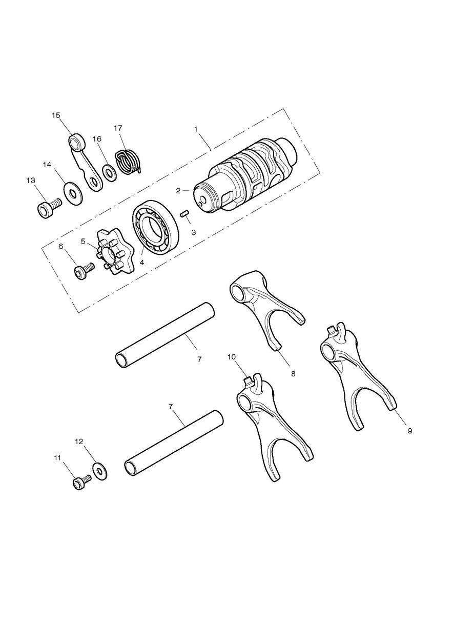 Gear Selector Drum exploded diagram