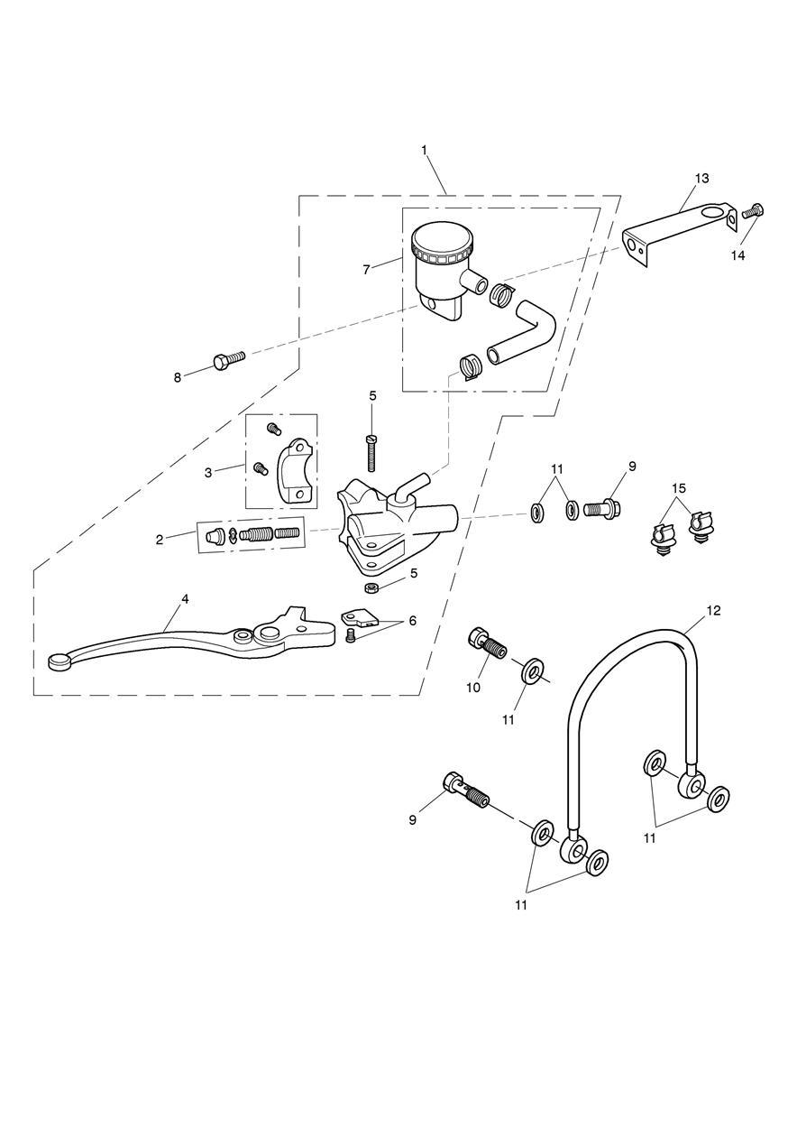 Front Brake Master Cylinder & Hoses exploded diagram