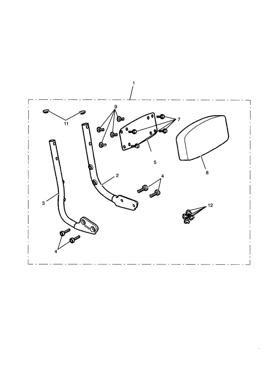 Passenger Backrest Kit, Mk 3 exploded diagram