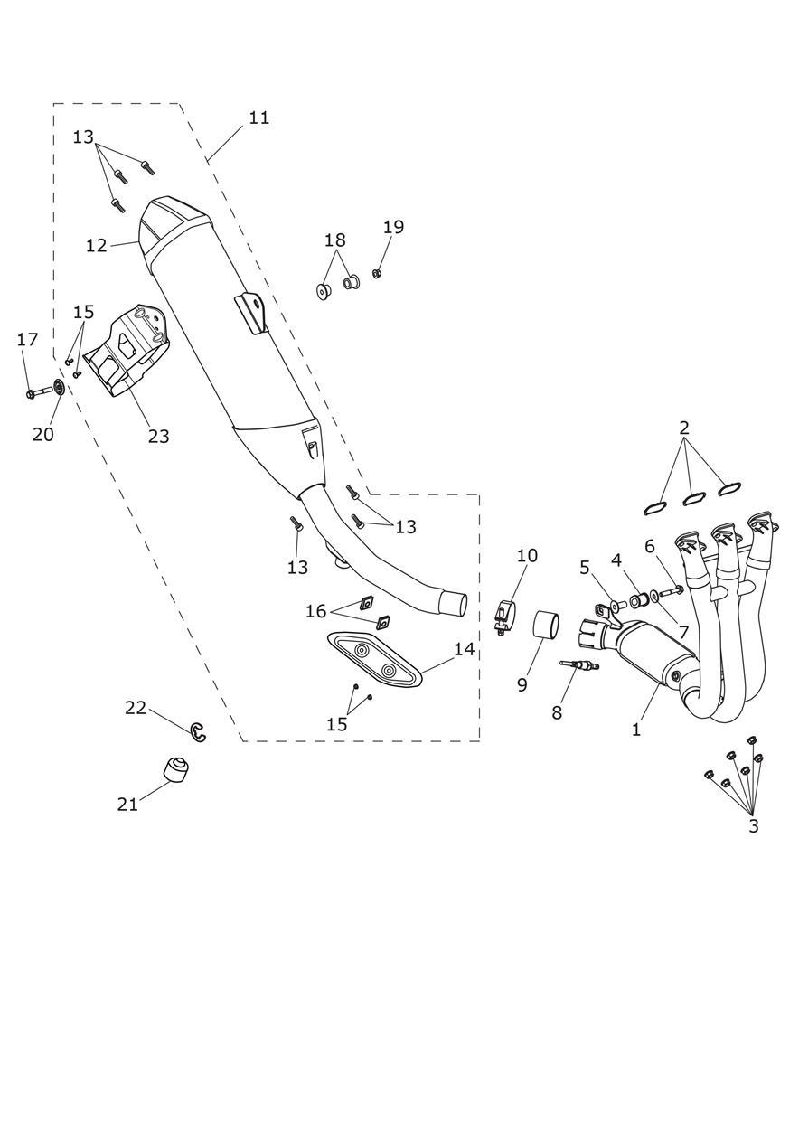 Exhaust System - N/A to Low Ride Height Version exploded diagram