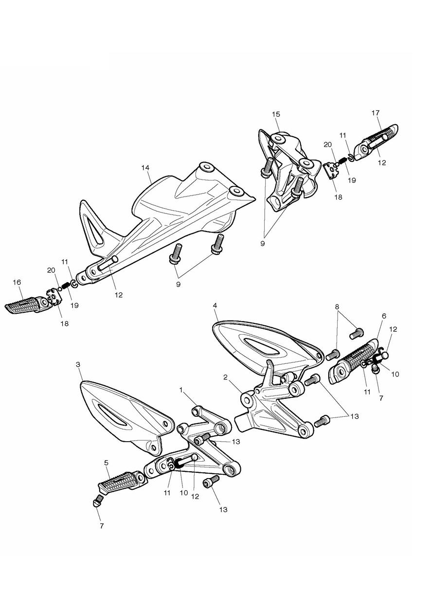 Footrests & Mountings exploded diagram