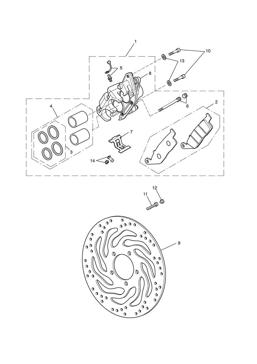 Front Brake Caliper & Discs exploded diagram