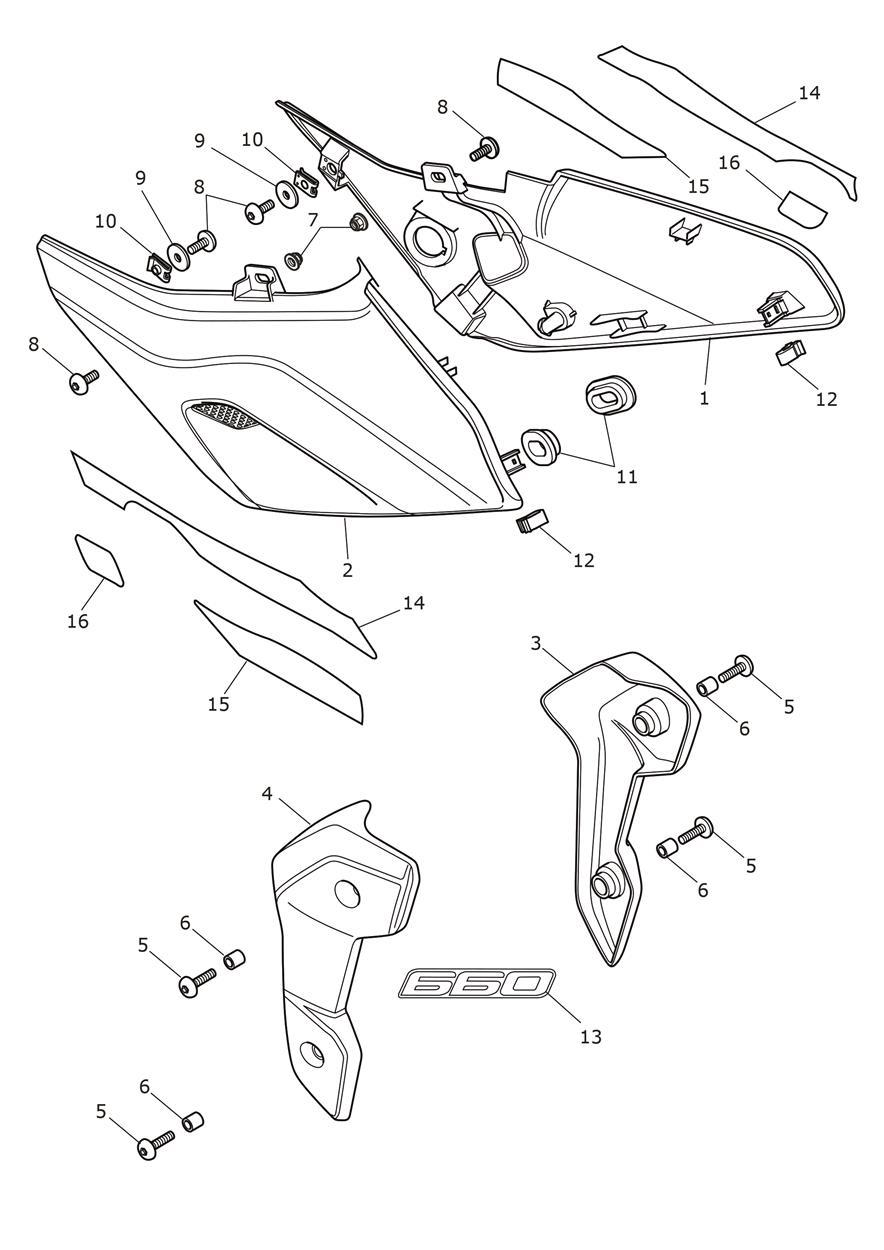 Side Fairings exploded diagram