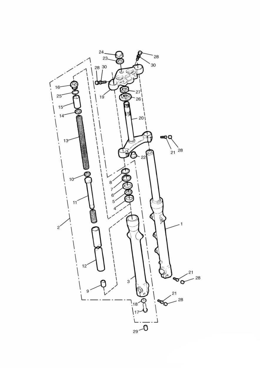 Front Forks and Yokes exploded diagram
