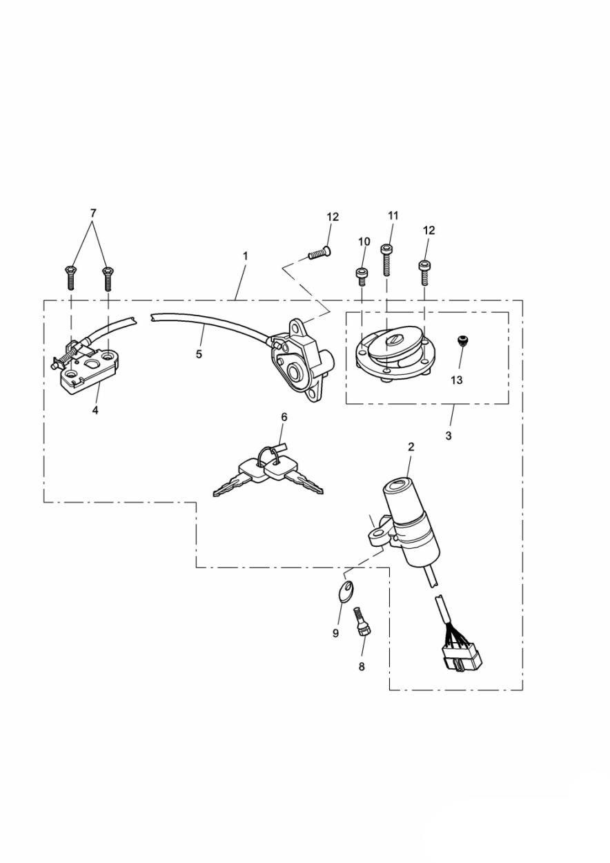 Ignition Switch/Seat Lock exploded diagram