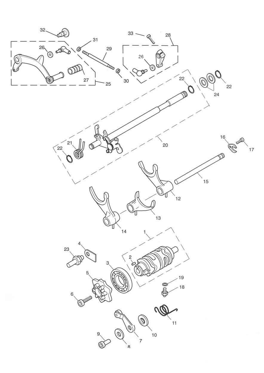 Gear Selectors & Pedal exploded diagram