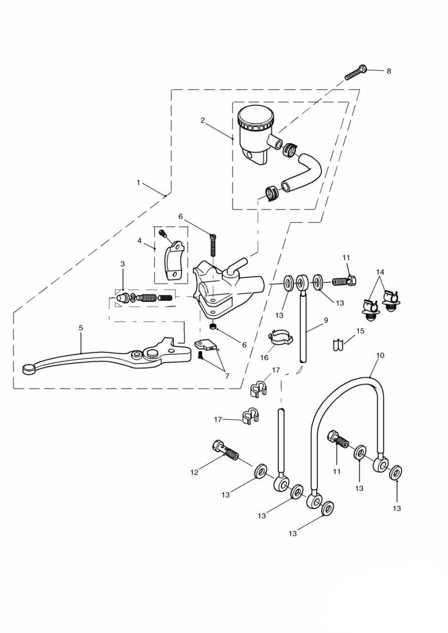 Front Brake Master Cylinder exploded diagram