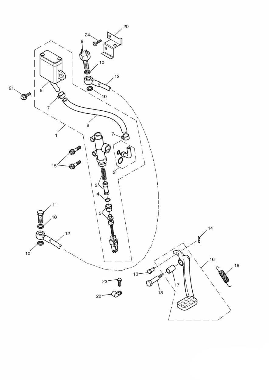 Rear Brake Master Cylinder exploded diagram