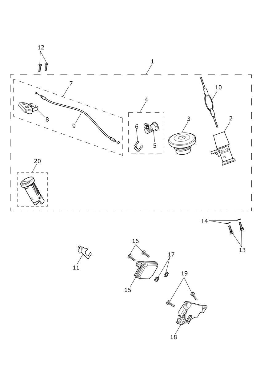Ignition Switch & Lockset exploded diagram