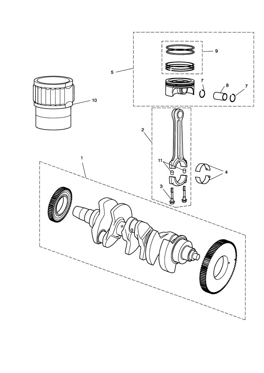 Crankshaft,Connecting Rods,Pistons & Liners exploded diagram