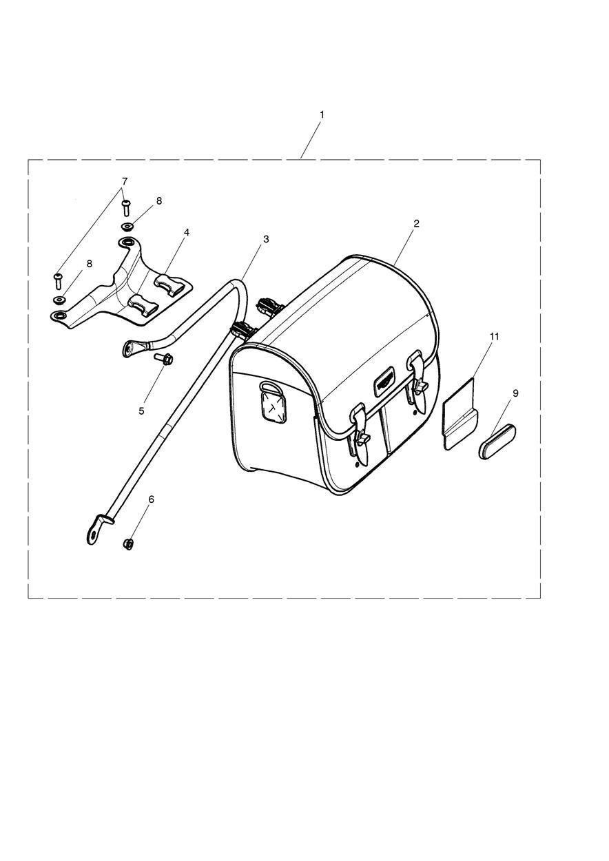 Panniers, Waxed Cotton, LHS, Black exploded diagram