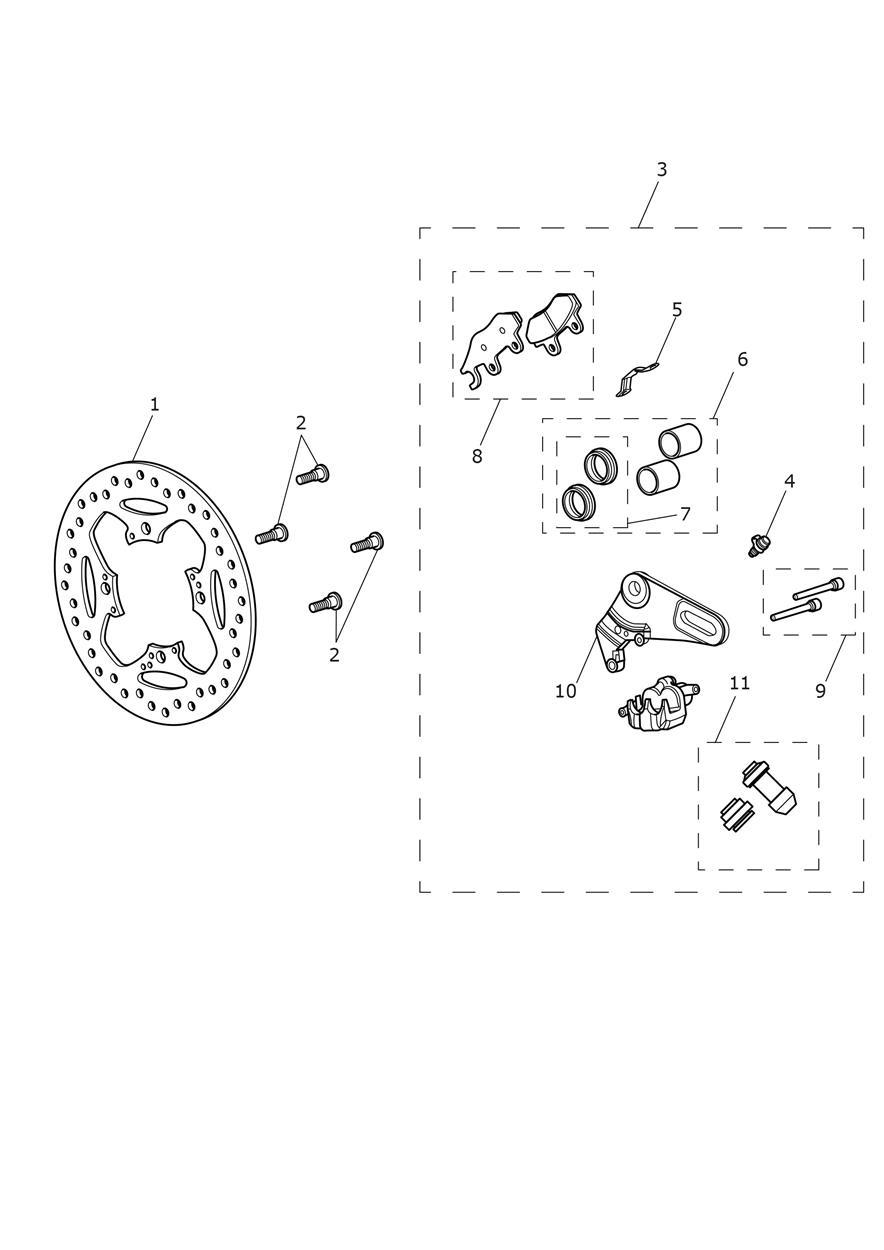 Rear Brake Caliper & Disc exploded diagram