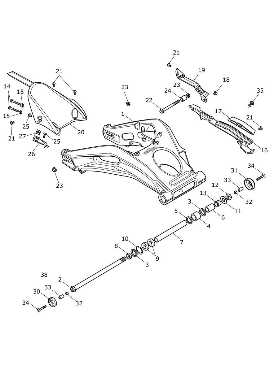 Rear Swingarm exploded diagram