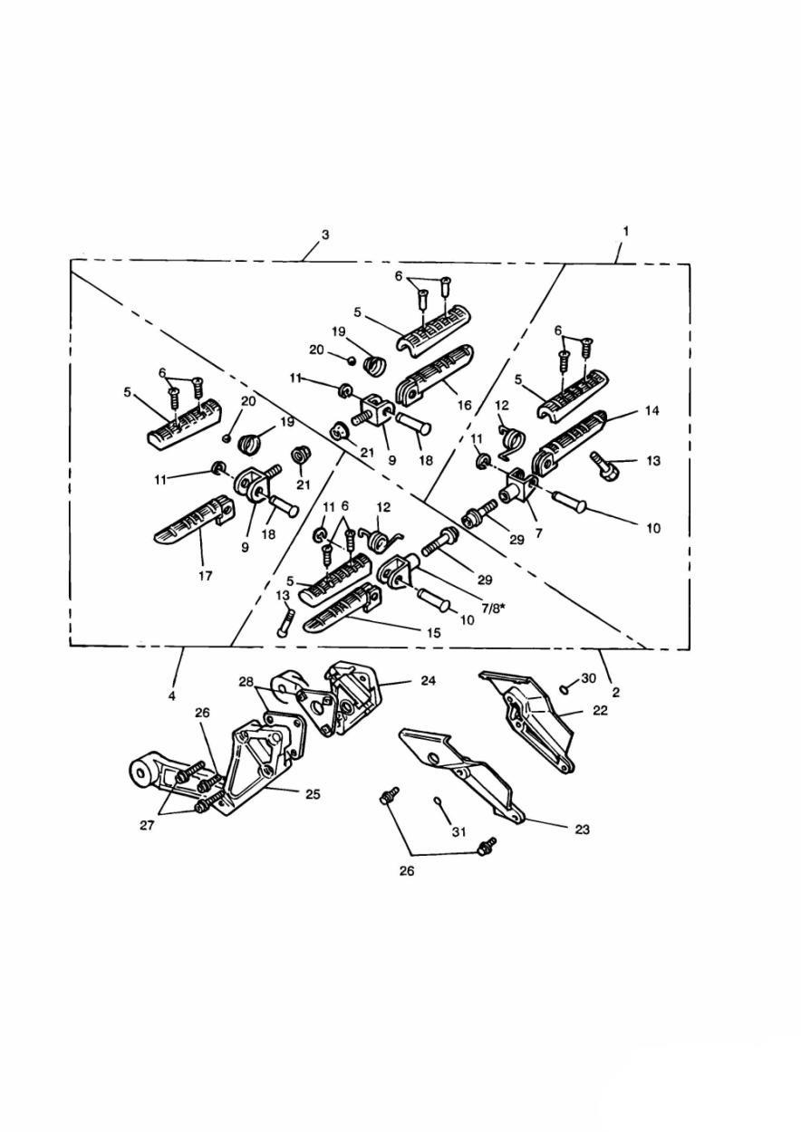 Footrests & Mountings exploded diagram